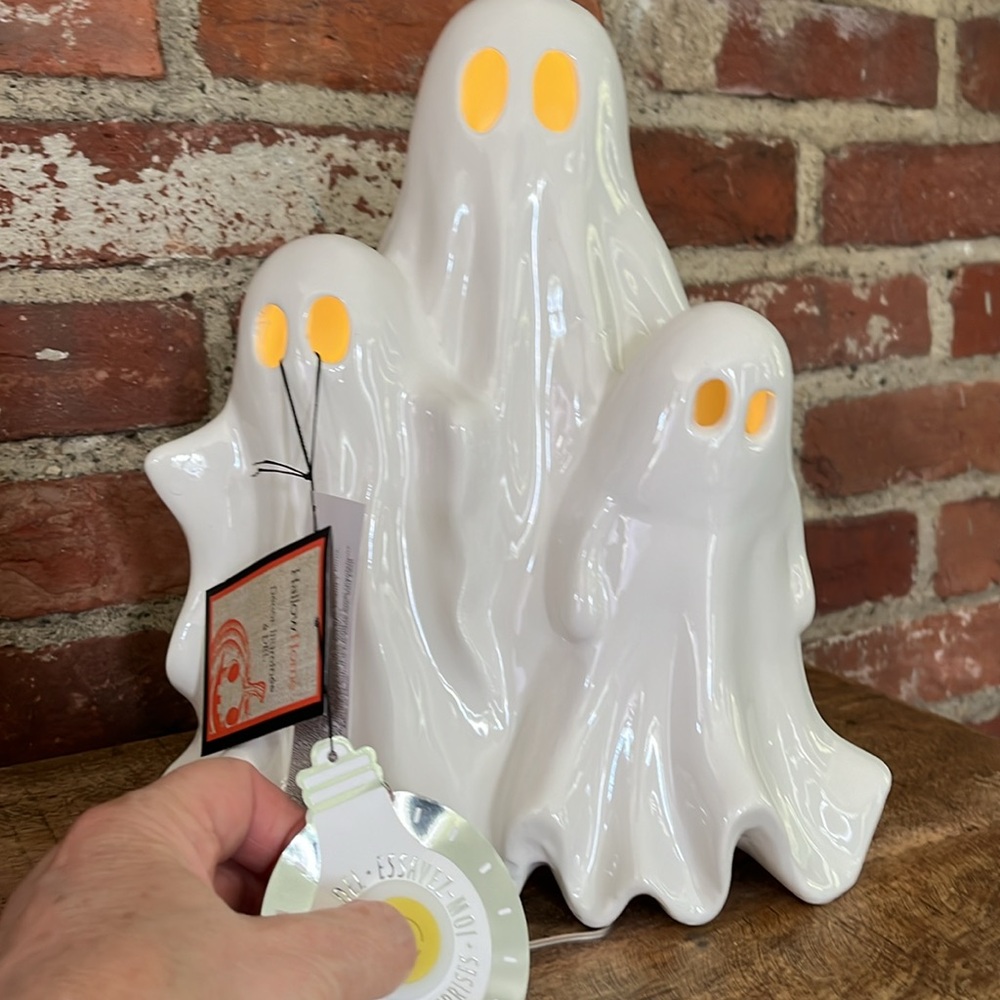 Hallowed Home set of three decorated light up ghosts so cute great for Halloween
